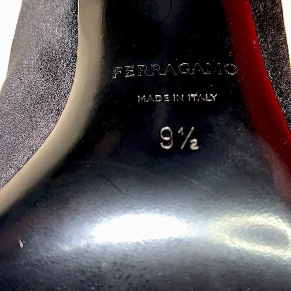 SALVATORE FERRAGAMO EMII 85 T 9 1/2 C NERO VELVIT NIB